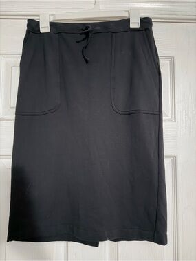 Fair Indigo Black Pencil Skirt with Front Pockets and Drawstring Waist